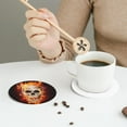 thumbnail image 6 of Disketp Satanic Skull In Flames In The Darkness Funny Coasters,4 Pcs Leather Coasters With Holder, Perfect Housewarming Hostess Gifts,Protect Furniture From Water Marks Scratch, 6 of 9