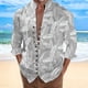 thumbnail image 3 of Camisas Para Hombre Manga Larga Camisa de manga larga con estampado 3D digital y cuello con botones sueltos para ocio en la playa para hombre (Grey, XXL), 3 of 4
