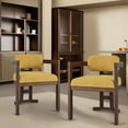 thumbnail image 2 of Miekor Furniture Indoor Upholstered Wood Dining Chair(Set of 2),Yellow+Walnut 45799, 2 of 15