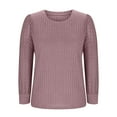 thumbnail image 6 of Simua Tops for Women Patchwork Long Sleeve Ribbed Blouses Crewneck Solid Color Shirts Lace Sweaters, 6 of 6