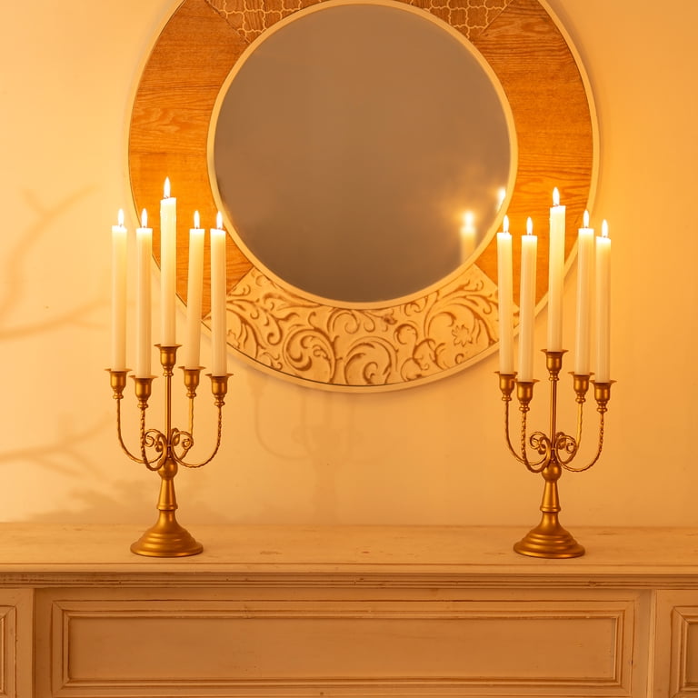 Sziqiqi Gouden Kandelaar Centrumstuk: 3-Armige Kaarshouder voor Eettafel - Vintage Metalen Kandelaar voor Kerstmis Trouwen Sideboard Schouw Decoratie