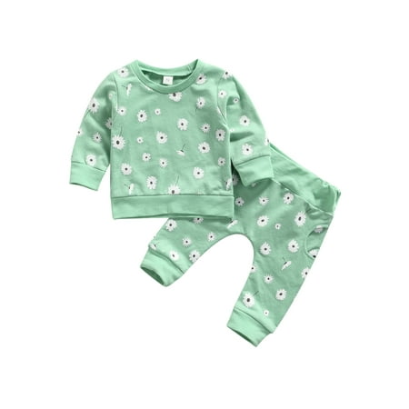 

Mioliknya Baby Sweater Pants Flower Pattern Pocket Decoration Clothing Set
