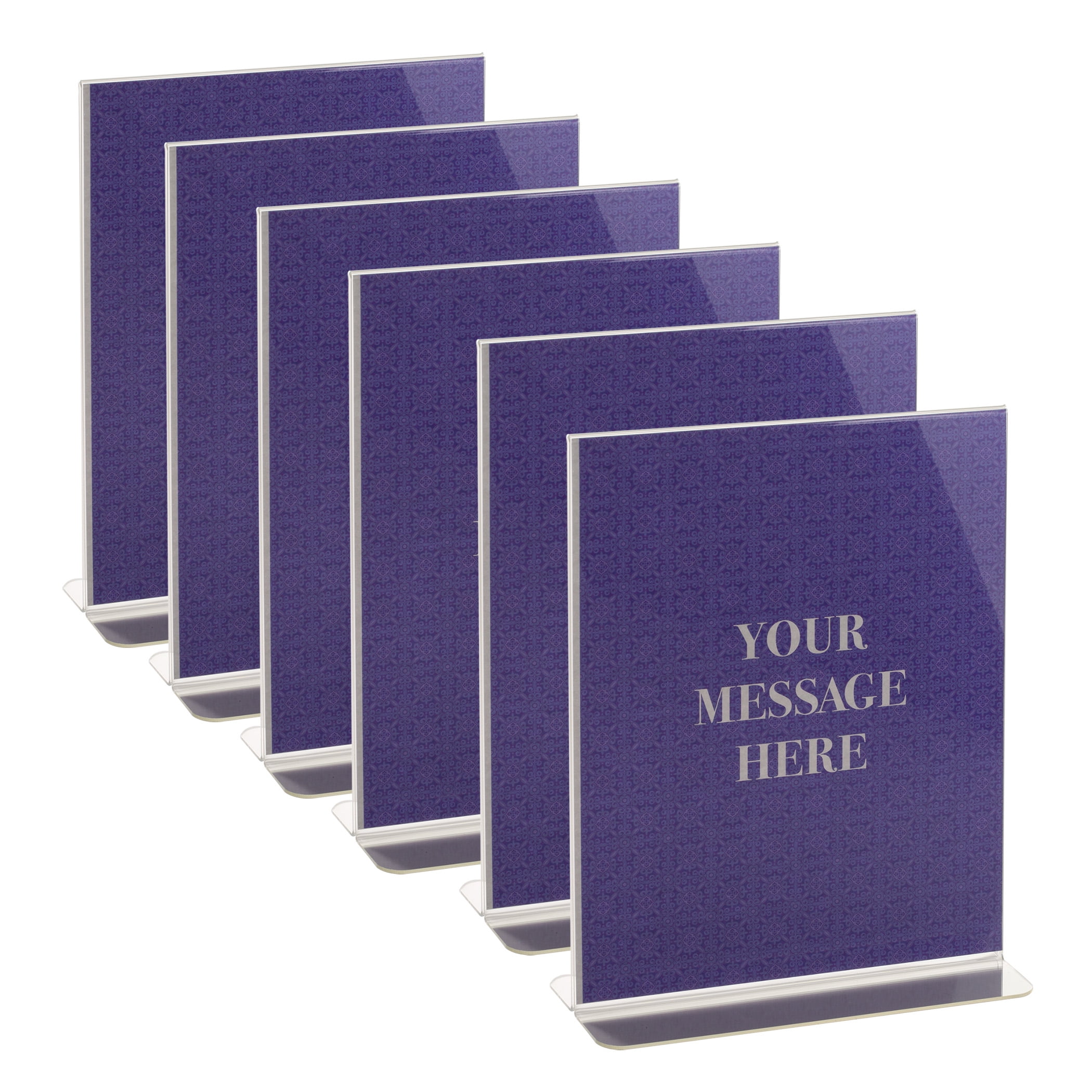 Officemate Upright Vertical Sign Holder, 8.5 x 11 inches, 6/Pack, Clear