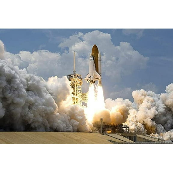 Iconic Arts Laminated 36x24 inches Poster: Rocket Launch Rocket Take Off NASA Space Travel Drive Boost Acceleration Gravity Gravitation Speed Up Space Shuttle Atlantis Science Research Fire Fire