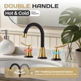 thumbnail image 5 of WOWOW 8 in. Widespread Double Handle Bathroom Faucet in Black and Gold, 5 of 9
