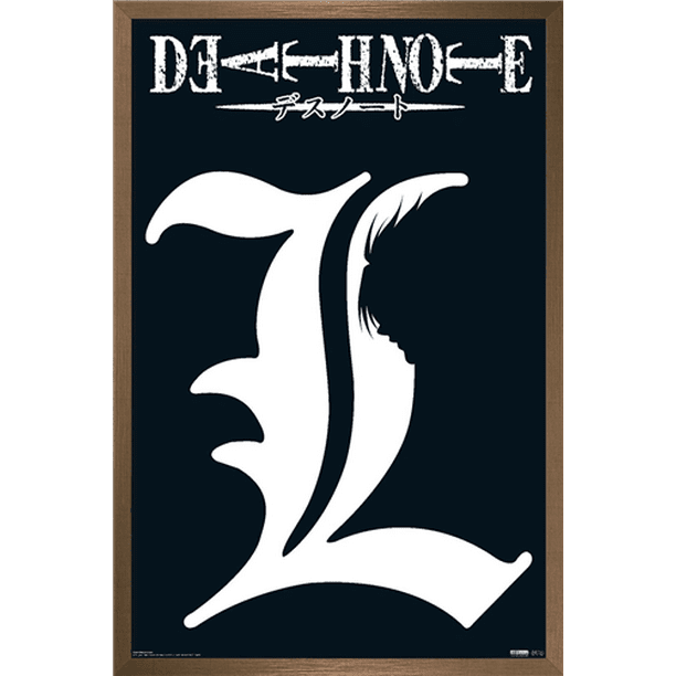 Death Note L Symbol Wall Poster 22 375 X 34 Framed Walmart Com