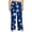 Blue, variant on Womens Snowflake Printed Sleep Pants Drawstring Elastic Waist Full Length Straight Leg Holiday Lounge Trousers Red L
