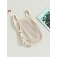 thumbnail image 3 of Arvbitana Infant Baby Girls Knit Sleeveless Romper Solid Color Ribbed Jumpsuit Button Bodysuit Newborn Summer Casual Clothes 0-24M, 3 of 7