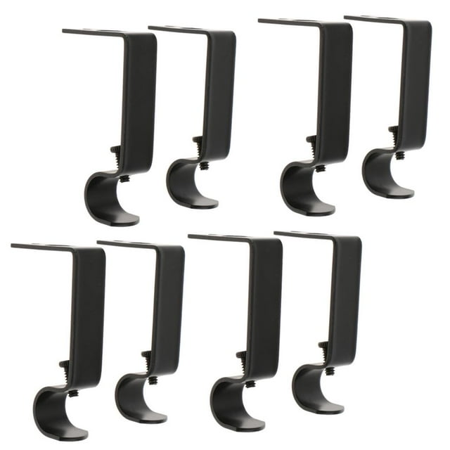 Paquete de 8 soportes de barra de cortina de metal para cortinas para barra de 0,62 pulgadas, acero resistente, negro
