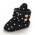 thumbnail image 3 of Newborn Baby Boy Girl Soft Fleece Booties Christmas Shoes Stay On Infant Slippers Socks Shoe Non Skid Gripper Toddler First Walkers Winter Ankle Crib Shoes (Stars Print), 3 of 9