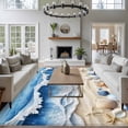 thumbnail image 3 of 6'x9' Area Rugs, Coastal Blue Indoor Outdoor Area Rug for Living Room Bedroom, Starfish Beach Ocean Shell Sand Painting Washable Bathroom Rugs Kitchen Floor Carpet Mats Home Decor Aesthetic, 3 of 8