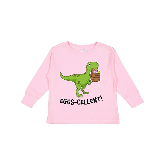 Inktastic Eggs-cellent Cute Easter T-Rex Dinosaur Boys or Girls Long Sleeve Toddler T-Shirt