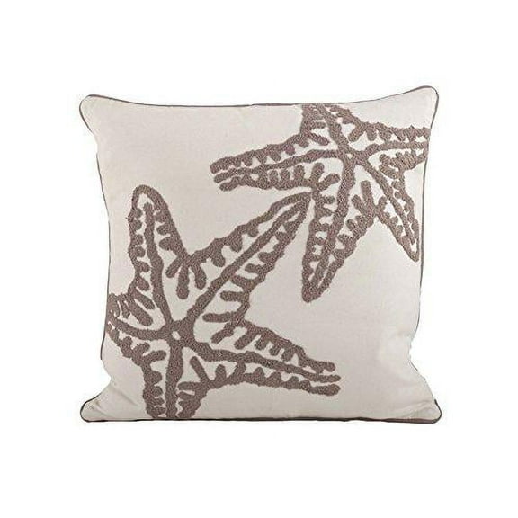 Fennco Styles Sur La Mer Embroidered Decoration Down Filled Throw Pillow, 18-inch Square (100% Cotton)