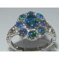 thumbnail image 3 of LBG British Made 10k White Gold Synthetic Opal Triplet Womens Statement Ring - 33 size options - Size 6.5, 3 of 6