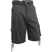 Hat and Beyond Men's Loose Fit Twill Multi Pocket Cargo Shorts with Belt