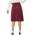 thumbnail image 3 of INSPIRE CHIC Women's Skirt High Elastic Waist A-Line Belted Fall Winter Midi Corduroy Skirt L Burgundy, 3 of 6