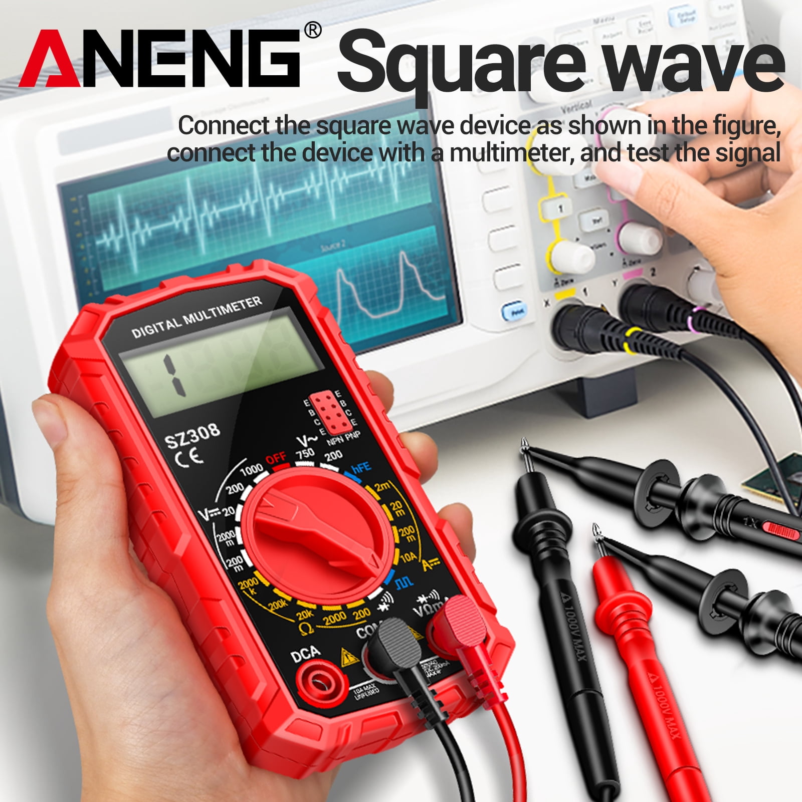 ANENG SZ308 Digital Multimeter,Dc AC Voltmeter Ensure VoltageCurrent,Rsistance,Electric Tools for Househould Outlet,Automotive Battery Test(Red)