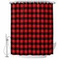 thumbnail image 2 of Black Red Plaid Waterproof Fabric Shower Curtain,Vintage Rustic Buffalo Checked Gingham Waterproof Fabric Shower Curtain for Bathroom Curtains Bathtubs Shower Curtains with 12 Hooks Small 36x72in, 2 of 8