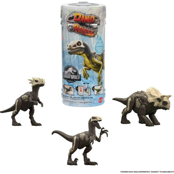 Jurassic World Dino Reveal Dinosaur Toys, Warm Water Uncovers Full Decoration, Unpack & Color Change, Ages 4Y+