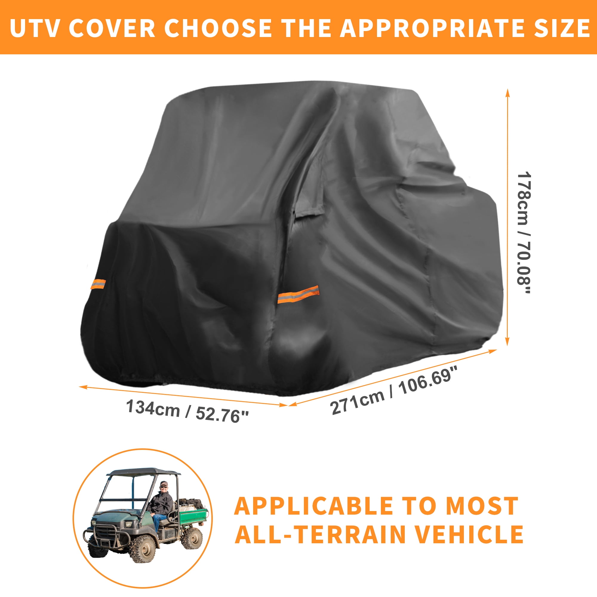 Unique Bargains UTV Cover for Kawasaki MULE SX Waterproof Side by Side Cover Outdoor Sun Rain Storage Protection 210D-PU 271x134x178cm Black