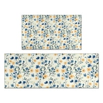 Pioneer Flower Floral Print Pattern Kitchen Rugs Sets Of 2,Anti Fatigue Kitchen Mat Rugs Non Slip Washable,Decorative Kitchen Floor Mats for Kitchen,Sink,Laundry,17"x30" 17"x47"