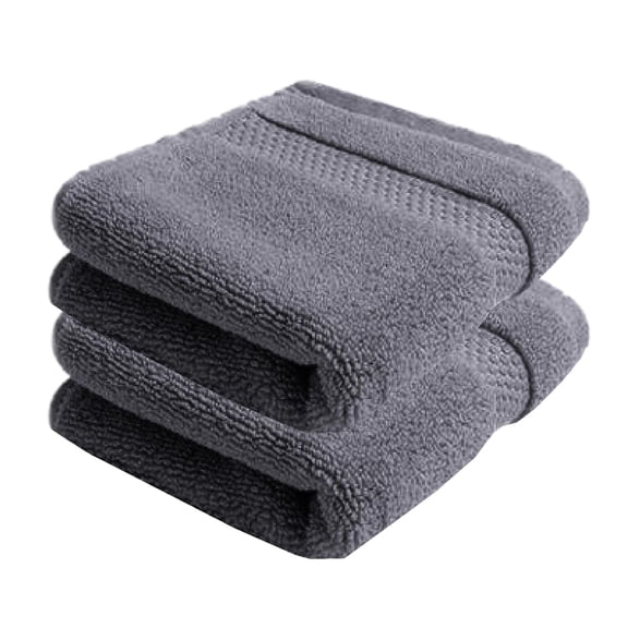 100% Cotton Hand Towel 400 Gsm | Super Soft, Absorbent, Quick Dry Hand Towel (Grey) - Pack Of 2