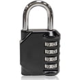thumbnail image 1 of Cerradura de combinación de 4 dígitos mejorada por hardware - Candado impermeable para exteriores para la escuela, casillero de gimnasio, combinación de cerradura de 4 dígitos - Negro, 1 of 5
