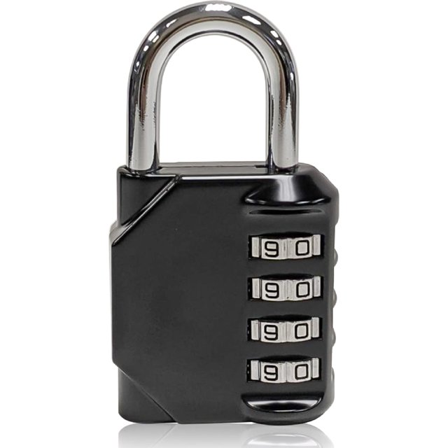Cerradura de combinación de 4 dígitos mejorada por hardware - Candado impermeable para exteriores para la escuela, casillero de gimnasio, combinación de cerradura de 4 dígitos - Negro