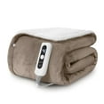 thumbnail image 1 of MARNUR 50" x 60" Electric Throw Blanket with 6 Heating Levels & 4H Auto-off, Machine Washable, Linen & White, 1 of 9