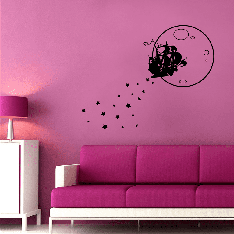 Disney Movie Peter Pan Captain Hook Pirate Ship The Jolly Roger Vinyl Wall  Art Wall Sticker Wall Decal Decoration For Home Room Wall Boys Girls Room