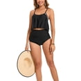 thumbnail image 6 of WREESH Women's Ruffled Tankini Swimsuits 2025 - High Waisted Tummy Control Swim Top & Bottom Set Summer Modest Swimwear Black, 6 of 6