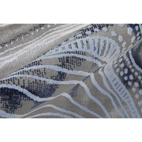 5' X 7' Blue Gray And Ivory Abstract Power Loom Stain Resistant Area Rug