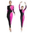 thumbnail image 3 of zdhoor Women's Contrast Color Gymnastics Unitard One Piece Dance Bodysuits Ballet Leotards Skating Hot Pink L, 3 of 4