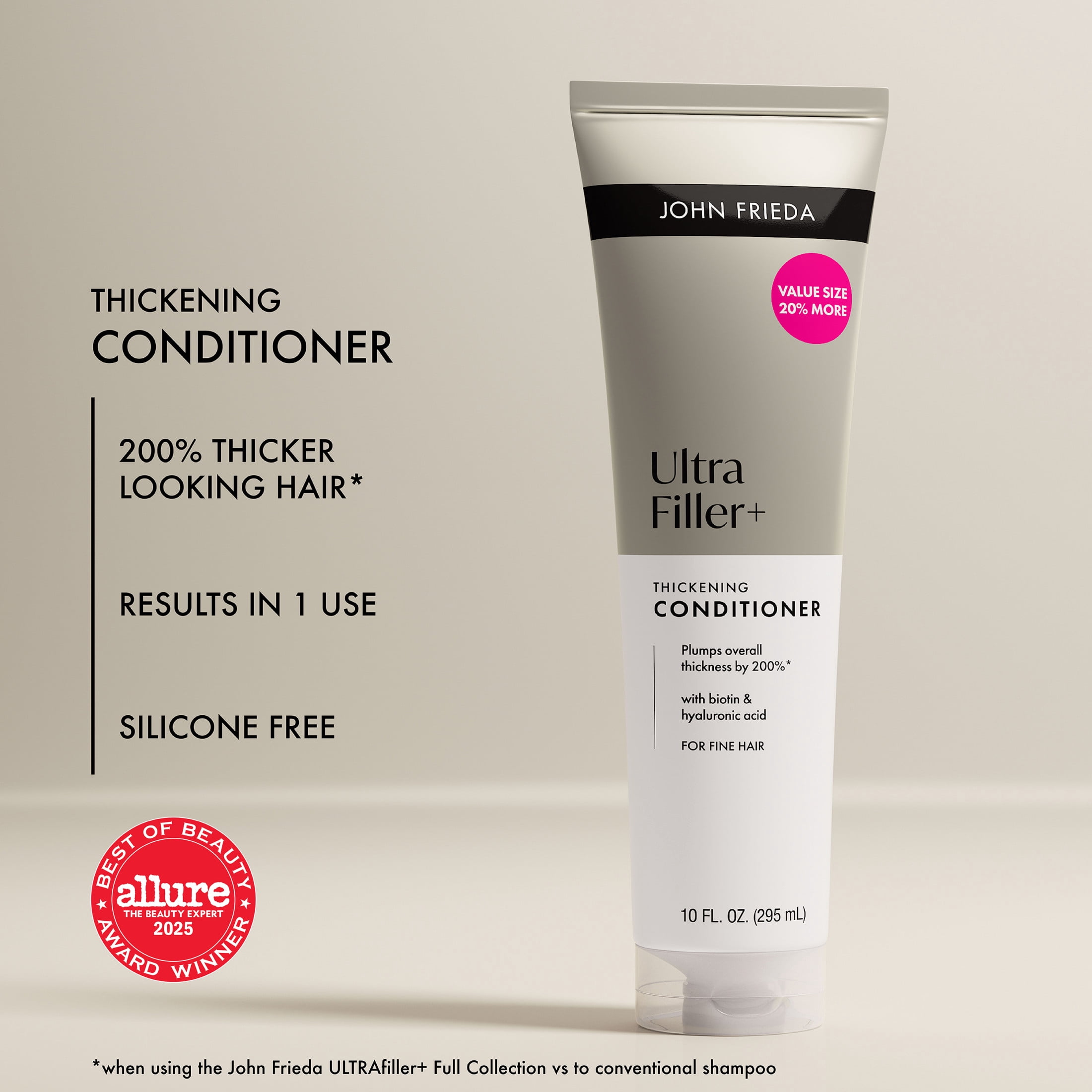 John Frieda ULTRAfiller+ Thickening Conditioner, Hair Thickening Conditioner for Fine Hair, 10 fl oz