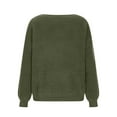 thumbnail image 5 of Htigea Off the Shoulder Sweater for Women Fall Long Sleeve Jumper Solid Knit Pullover Tops Green L, 5 of 8