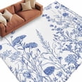 thumbnail image 2 of Blue Flower Plant Area Rug 6x9 FT, Non Slip Living Room Throw Carpet, Retro Country Tree Branch Leaves Washable Soft Large Floor Carpet Non-Shedding Rug for Bedroom Dining Room Play Room, 2 of 9