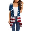 thumbnail image 1 of Lenago Summer Plus Size Summer Tops for Women Casual Printed Short Sleeve Cardigans Drape Open Front Lightweight Summer High Low Hem Tops 4th of July Outfits for Women, 1 of 4