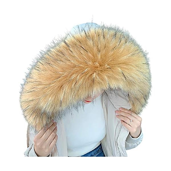 wonima44 Faux Fur Hood Trim Replacement Fake Fur Collar Fluffy Winter Scarf Wrap Detachable Neck Collar Unisex