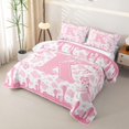 thumbnail image 3 of jejeloiu Bowknot Cow Print Initial K Quilt Full For Girls,Pink Western Cowgirls Boots Full Bedspread Sets For Kids,3pcs, 3 of 7