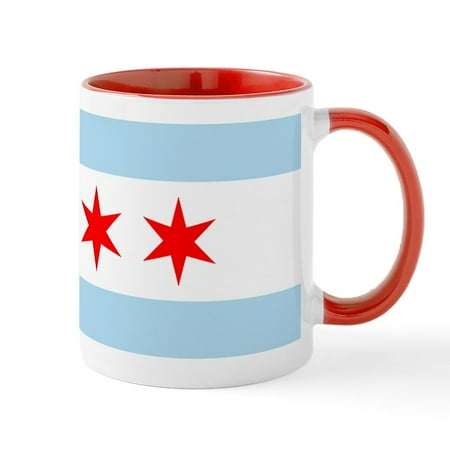 

CafePress - Chicago Flag Mug - 11 oz Ceramic Mug - Novelty Coffee Tea Cup