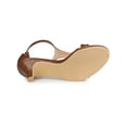 thumbnail image 5 of BLISSFUL STEP Women's Shoes T-Strap Embossed Kitten Heel Buckle Closure Open Toe Dress Sandals Brown 7, 5 of 7