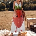 thumbnail image 3 of Lots of Little Strawberries Sleeveless Suspender Dress Summer Fashion Casual Long Dress, 3 of 9