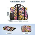 thumbnail image 3 of Reusable Grocery Bags with Handle Side Pocket Waterproof Shopping Portable Tote Pink Yellow Leopard, 3 of 8