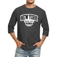thumbnail image 2 of WEAIXIMIUNG T-Shirts pour Hommes à Manches 3/4 avec Nom de Ville et Lettres, Col Rond Confortable, Couleur Unie, 2 of 4