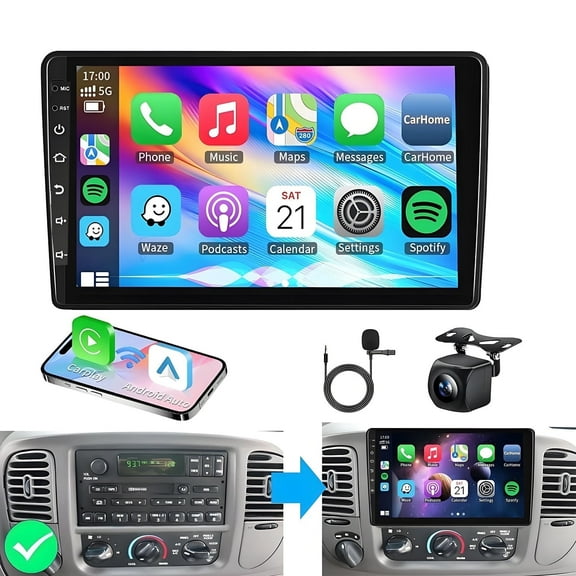 Gsuatey 4G 64G Car Radio for Ford F250 F-350 1999-2004, Android 15 Stereo with 10 Inch Touch Screen Support Wireless CarPlay/Android Auto/GPS Navi/Bluetooth/Rear Camera/FM Radio