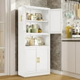 thumbnail image 6 of Ero Modern Metal Large Freestanding Cupboard Storage Cabinets with Open Space and Doors for Kitchen Pantry Home and Office, 6 of 6