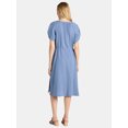 thumbnail image 4 of Time and Tru Women’s and Women’s Plus Cotton Double Cloth Midi Dress, Sizes XS-4X, 4 of 4