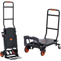 Aluminum Folding Hand Truck, 2 in 1 Design 300 Lbs Capacity, Heavy Duty Industrial Collapsible cart, Dolly Cart with Rubber Wheels for Transport and Moving in Warehouse, Supermarket, Garden
