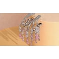 thumbnail image 2 of Creative Cluster Silver Plated Pink CZ Bridal Dangle Tassel Drop Long Earrings, 2 of 9