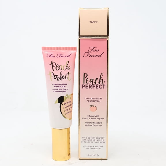 Too Faced Peach Perfect Comfort Matte Foundation Taffy 1.6oz/48ml New With Box